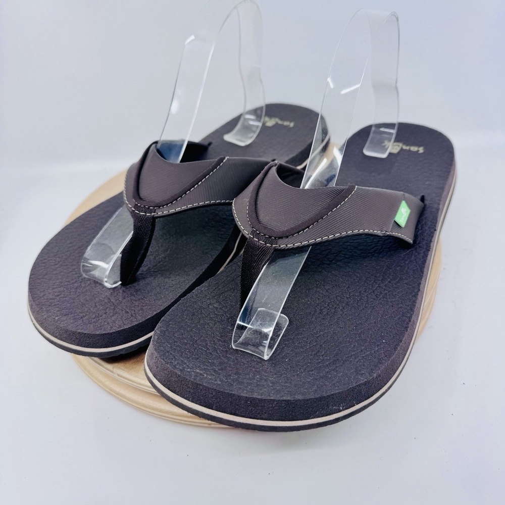 Sanuk Beer Cozy Flip Flops Mens 11 Brown Yoga Mat Sandals SMS2839C